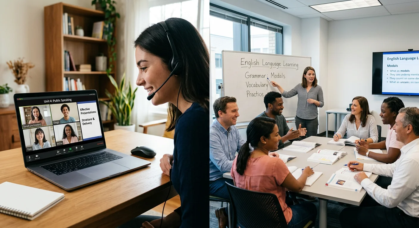 Cursos de inglés presencial vs online: Comparativa honesta 2026