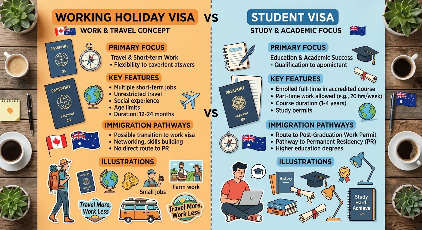 Working Holiday Visa vs Visa de Estudiante: ¿Cuál elegir en 2026?